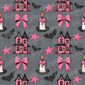 Pink haunted house seamless