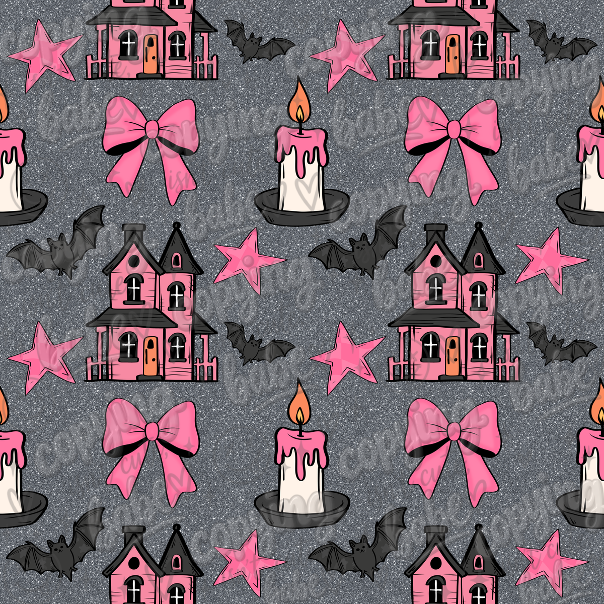 Pink haunted house seamless