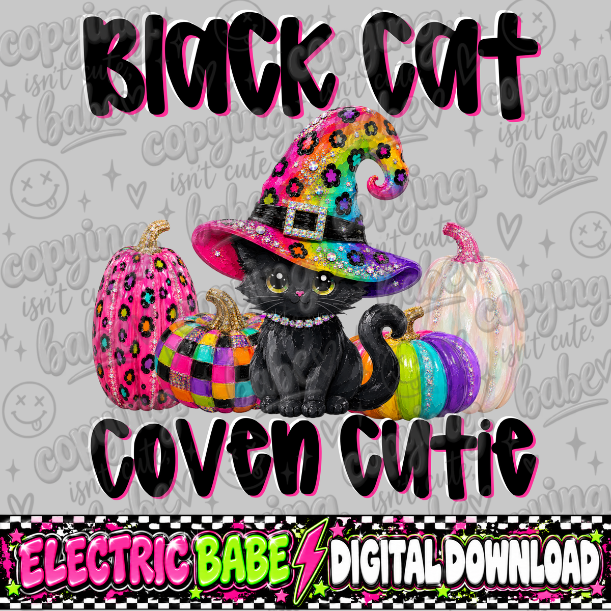 Black cat coven cutie PNG