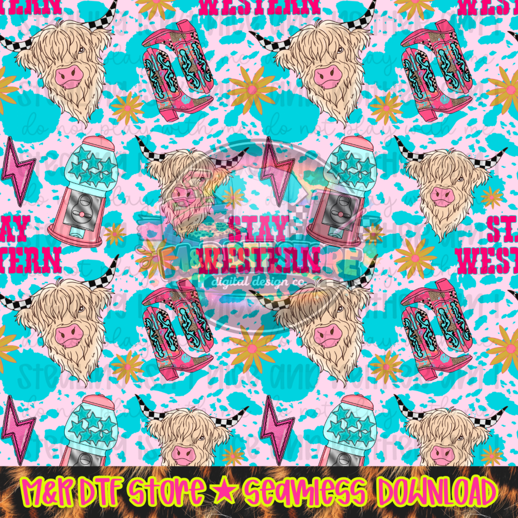 Cotton candy punch western seamless