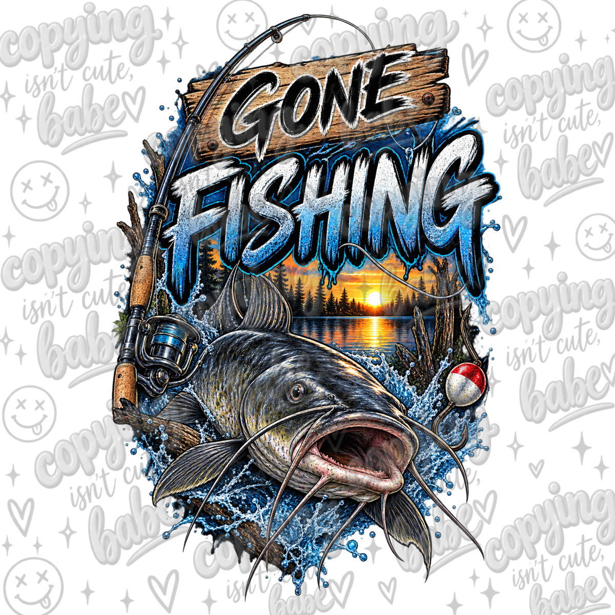 Gone fishing, catfish PNG
