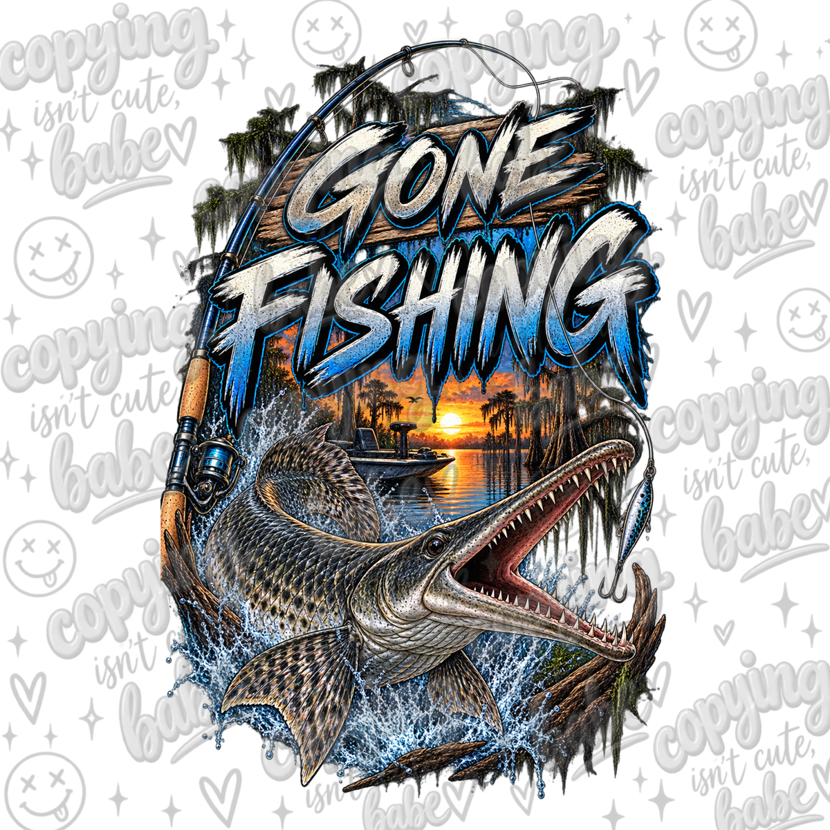 Gone fishing, alligator gar PNG
